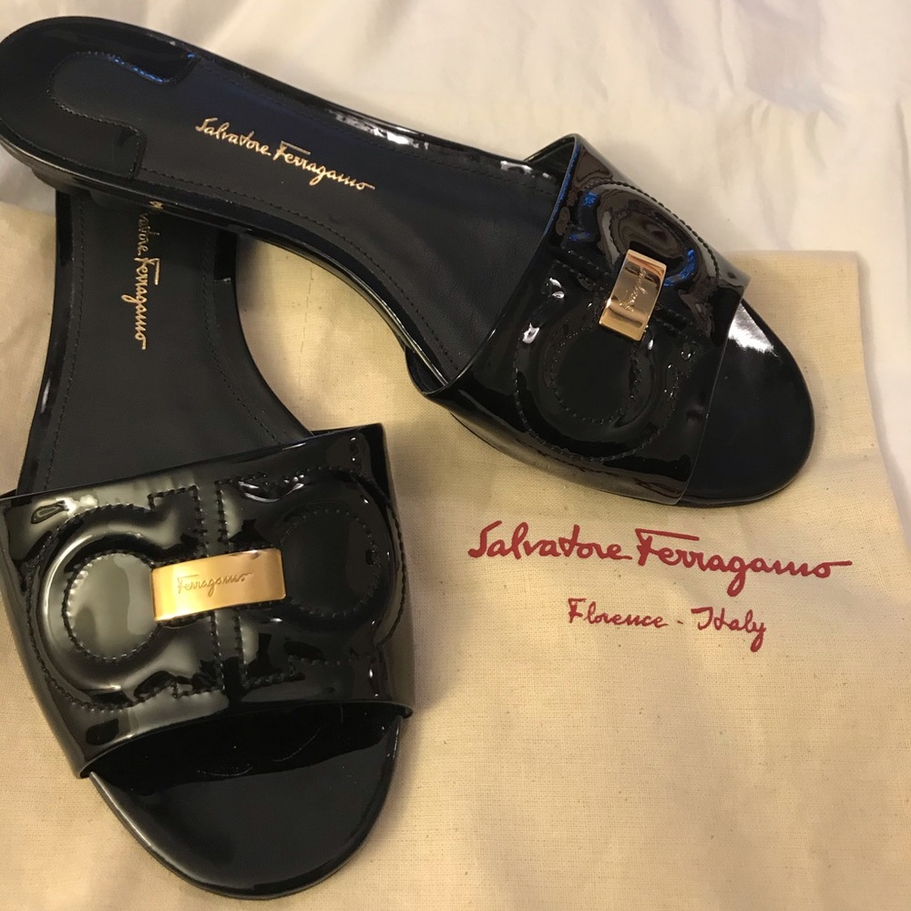 Salvatore Ferragamo black slides